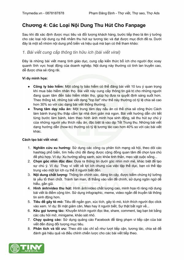 EBOOK Kế Hoạch Content Fanpage - Ảnh 8