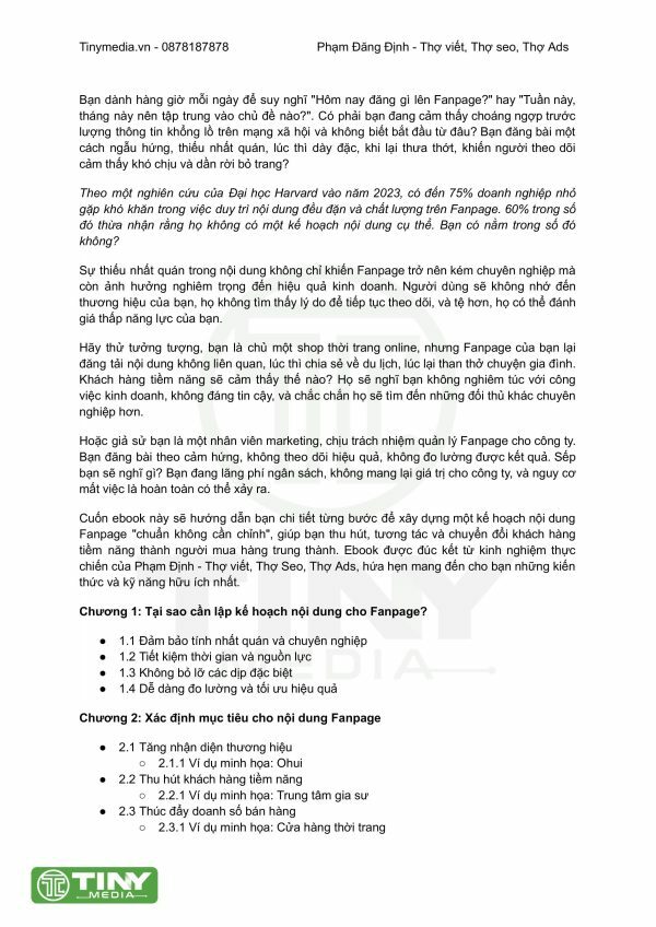 EBOOK Kế Hoạch Content Fanpage - Ảnh 5