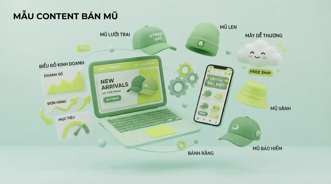 Mẫu Content Bán Mũ hướng dẫn quay chụp