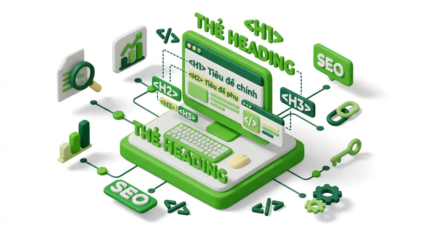 Thẻ heading cấu trúc phân cấp H1 đến H6 chuẩn SEO